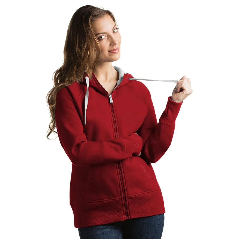 Antigua Women's Dark Red Victory Hoodie Hoodie with Drawcord Adjustable Secure