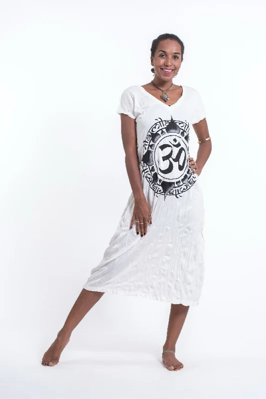 Womens Infinitee Om V Neck Long Dress in White Tunics Running lightweight