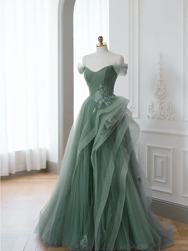 A-line Tulle Sweetheart Off Shoulder Party Dress, Beaded Long Tulle Prom Dress Tunics Winter warm A-line Tulle Sweetheart Off Shoulder Party Dress, Beaded Long Tulle Prom Dress Tunics Winter warm