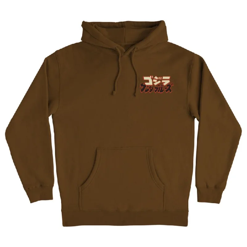Santa Cruz Hoodie Godzilla Hand - Brown Hoodie with Lining Warm Insulated