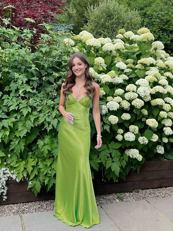 Green Sweetheart Straps A-line Long Party Dress, Chic Green Satin Prom Dress Tunics Exclusive limited Green Sweetheart Straps A-line Long Party Dress, Chic Green Satin Prom Dress Tunics Exclusive limited