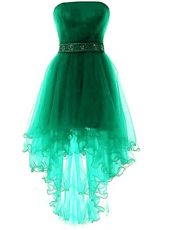 Green High Low Lovely Beaded Tulle Party Dress, Cute Junior Prom Dress Tunics Occasion special Green High Low Lovely Beaded Tulle Party Dress, Cute Junior Prom Dress Tunics Occasion special