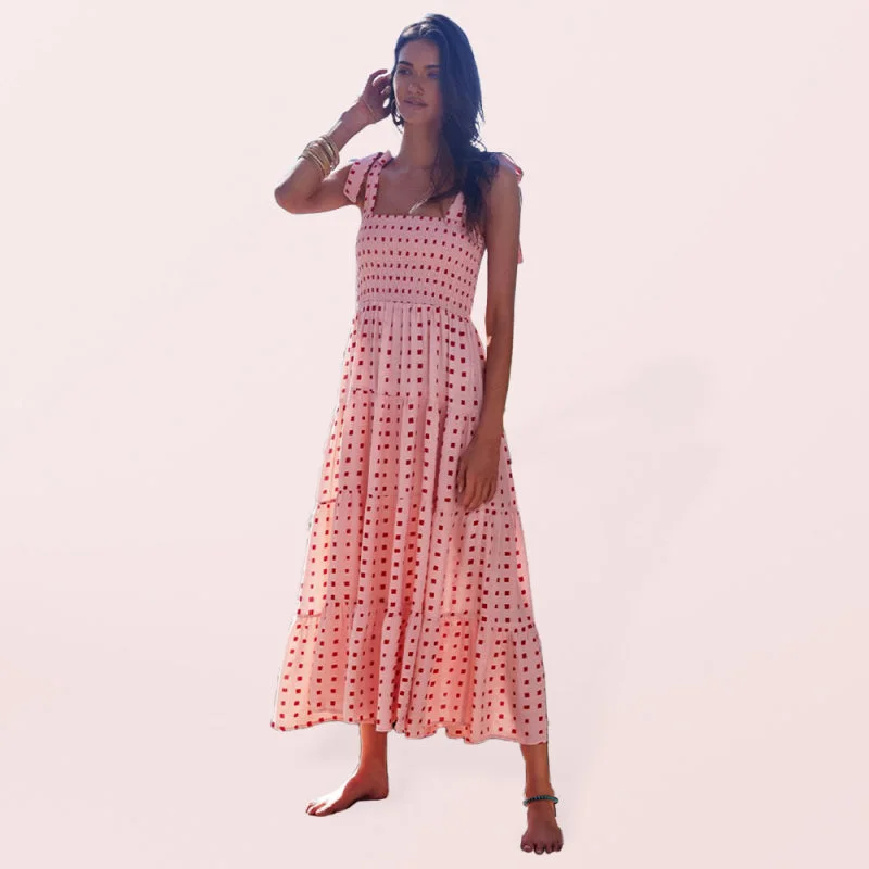 Women's Holiday Strap Strap Printed Long Dress Tunics Handmade artisanal