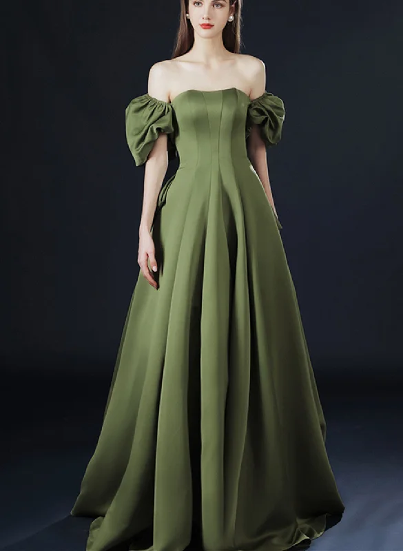 Green Satin Long Party Dress with Short Sleeves, Green A-line Low Back Prom Dress Lace Sexy Club Green Satin Long Party Dress with Short Sleeves, Green A-line Low Back Prom Dress Lace Sexy Club