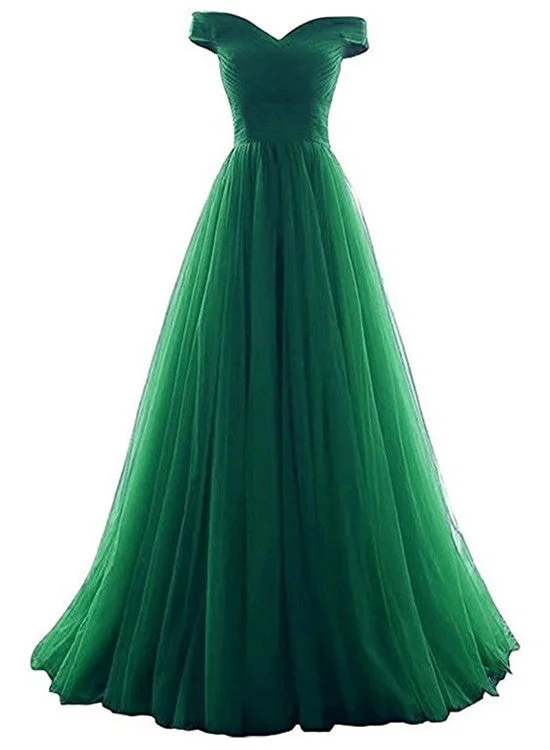 Tulle Off Shoulder Floor Length Party Dress , Long Prom Dress, Prom Dresses Tunics Satin smooth Tulle Off Shoulder Floor Length Party Dress , Long Prom Dress, Prom Dresses Tunics Satin smooth