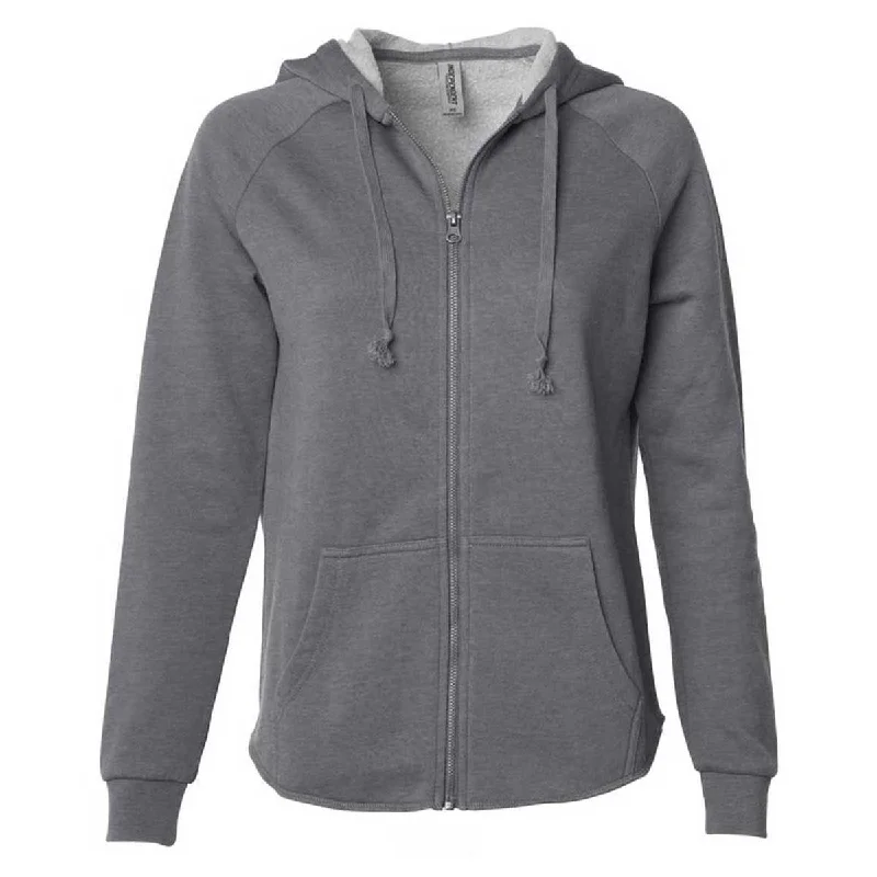 Independent Trading Co. Women's Shadow California Wave Wash Full-Zip Hooded Sweatshirt Hoodie with Ribbed Hem Stretchable Secure Independent Trading Co. Women's Shadow California Wave Wash Full-Zip Hooded Sweatshirt Hoodie with Ribbed Hem Stretchable Secure