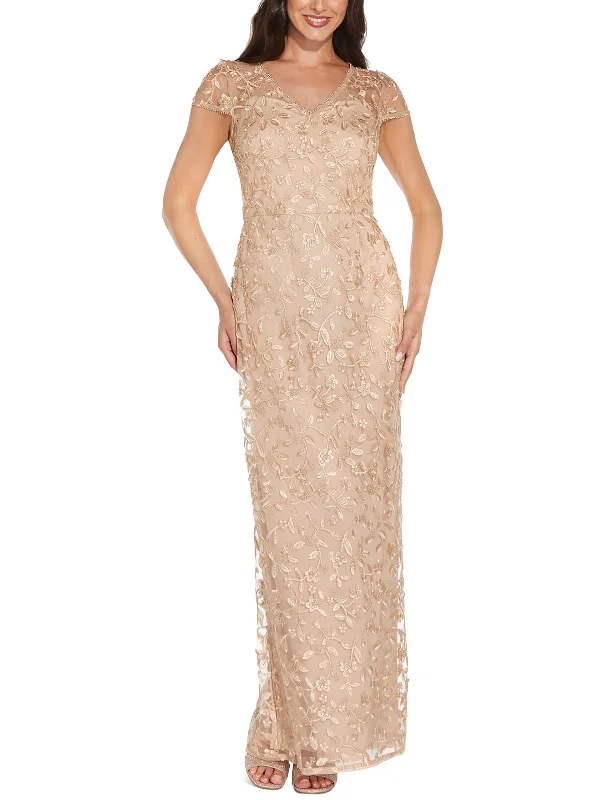 Womens Picot Trim Long Evening Dress Tunics Versatile functional
