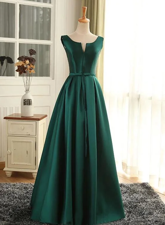Beautiful Green Satin Long Simple Party Dress, Green Prom Dress Tunics Prom sequined Beautiful Green Satin Long Simple Party Dress, Green Prom Dress Tunics Prom sequined