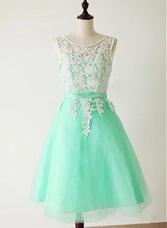 Mint Green Tulle with Elegant Applique Bridesmaid Dress, Wedding Party Dress Tunics Running lightweight
