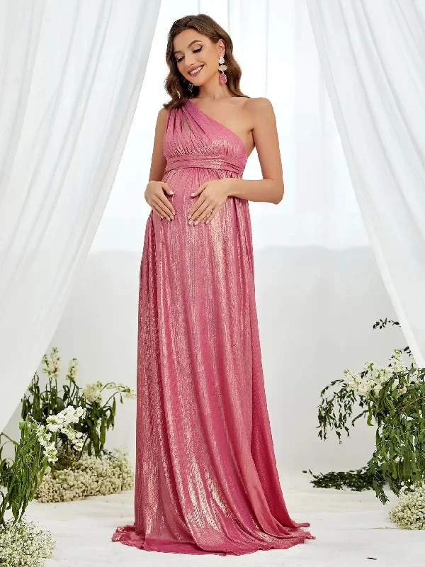 Maternity One Shoulder Sleeveless Metallic Party Dress Tunics Running lightweight