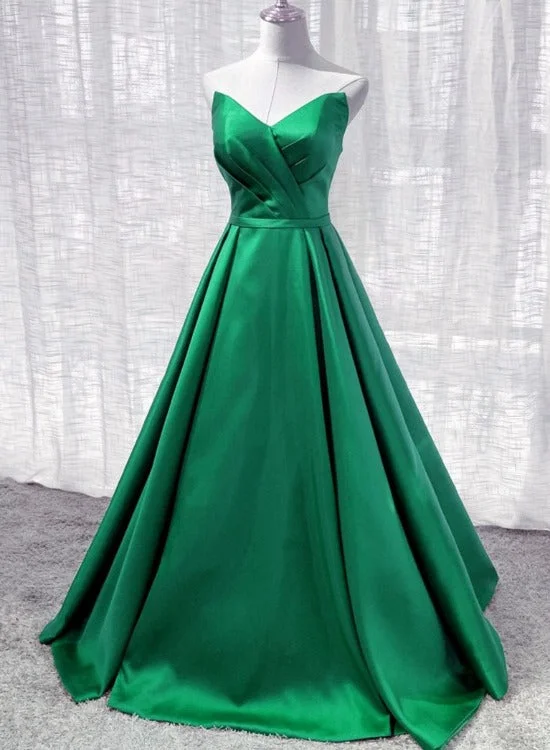 Green Satin A-line Floor Length Long Evening Dress Party Dress, Green Long Prom Dress Tunics Print Colorful Green Satin A-line Floor Length Long Evening Dress Party Dress, Green Long Prom Dress Tunics Print Colorful