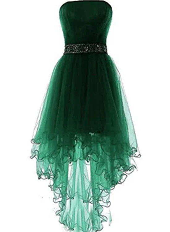 Dark Green Tulle High Low Party Dress, Green Tulle Formal Dress Homecoming Dress Tunics Chinos classic Dark Green Tulle High Low Party Dress, Green Tulle Formal Dress Homecoming Dress Tunics Chinos classic
