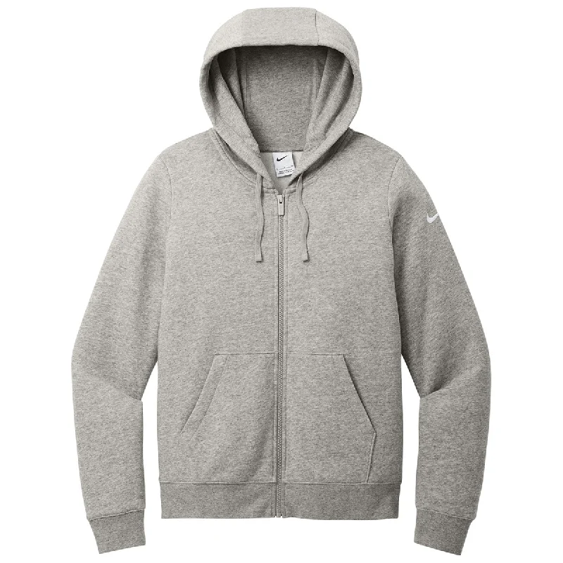 Nike Women's Dark Grey Heather Club Fleece Sleeve Swoosh Full-Zip Hoodie Cotton Hoodie Fleece Lining Warmth Nike Women's Dark Grey Heather Club Fleece Sleeve Swoosh Full-Zip Hoodie Cotton Hoodie Fleece Lining Warmth