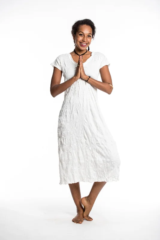 Womens Solid Color V Neck Long Dress in White Halter Neckline Beach