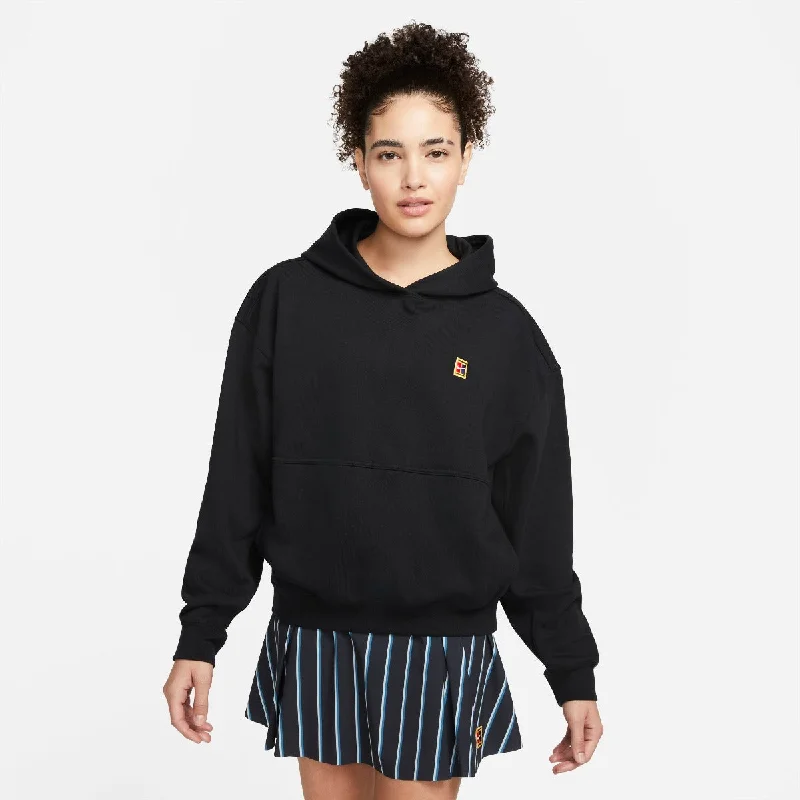 Nike Women's Fleece Heritage Tennis Hoodie (Black) Hoodie with Turtle Neck Cozy Winter