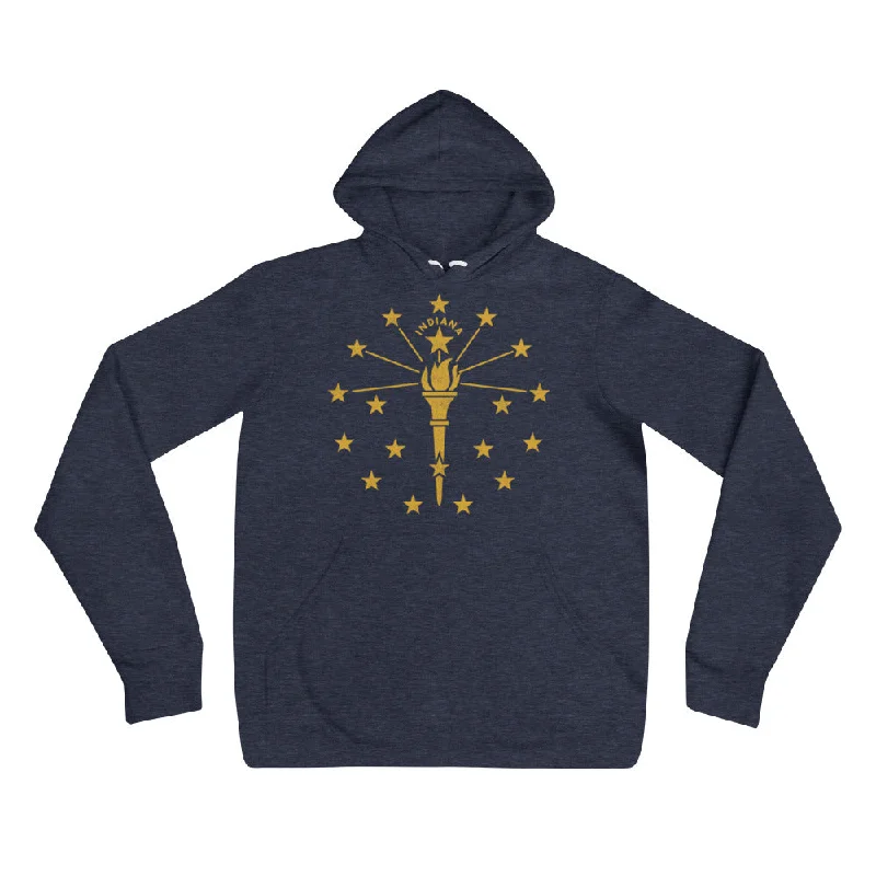 Indiana State Flag Heather Navy Vintage Ultrasoft Unisex Hoodie Hoodie with Patch Decorative Personalized Indiana State Flag Heather Navy Vintage Ultrasoft Unisex Hoodie Hoodie with Patch Decorative Personalized