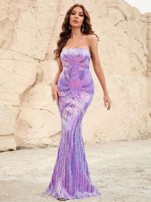 Elegant Mermaid Hem Sequin Tube Party Dress Tunics Versatile functional