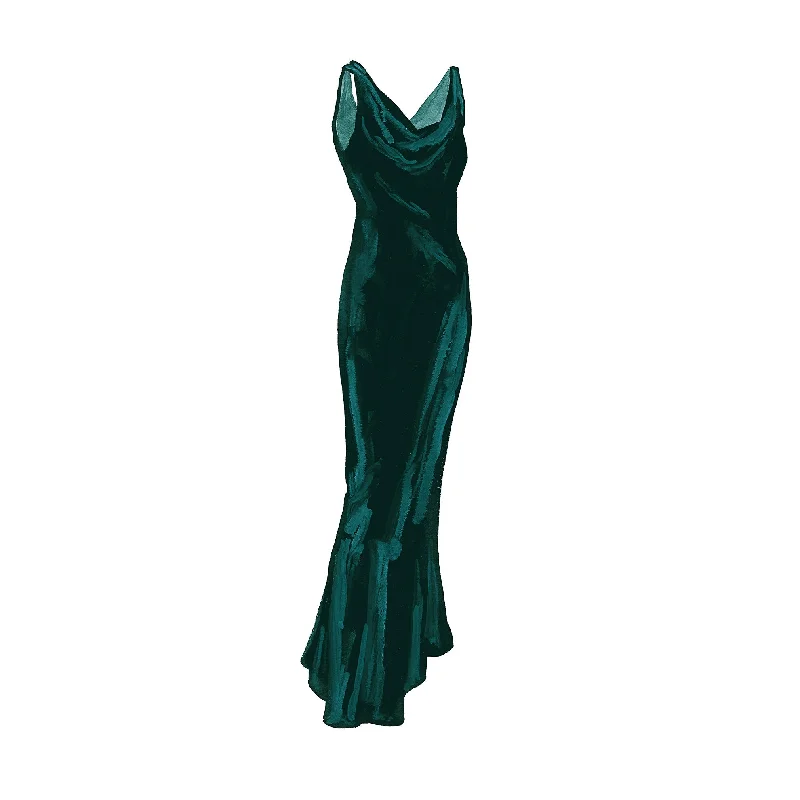 1930s Velvet Evening Dress Tunics Fashionable trendy