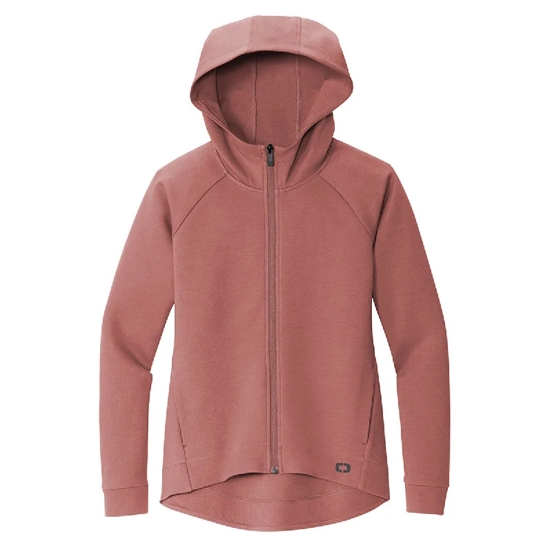 OGIO Women's Deep Rose Bolt Full Zip Hoodie Hoodie with Contrast Stitching Detailed Premium OGIO Women's Deep Rose Bolt Full Zip Hoodie Hoodie with Contrast Stitching Detailed Premium