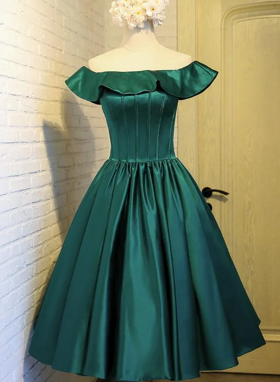 Dark Green Off Shoulder Vintage Evening Party Dress, Classical Party Dress, Formal Dress Tunics Formal black Dark Green Off Shoulder Vintage Evening Party Dress, Classical Party Dress, Formal Dress Tunics Formal black