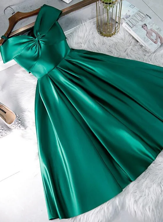 Green Satin Short Sweeetheart Off Shoulder Homecoming Dress, Green Short Party Dress Formal Dresses Tunics Floral girly Green Satin Short Sweeetheart Off Shoulder Homecoming Dress, Green Short Party Dress Formal Dresses Tunics Floral girly