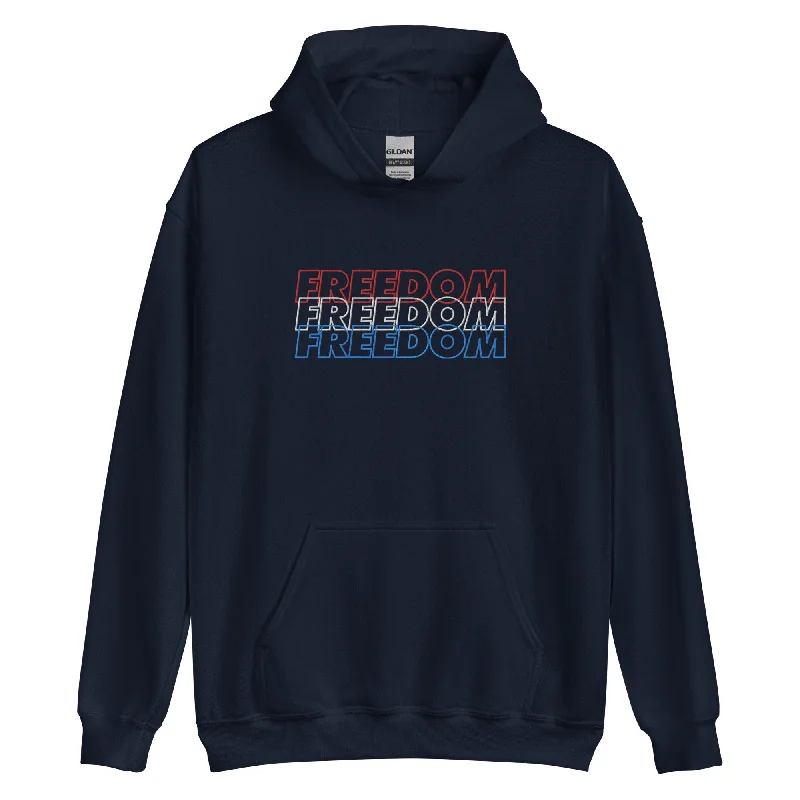 Freedom Stack Embroidered Hoodie Hoodie with Ribbed Neckline Snug Warm