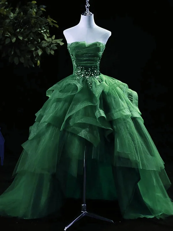 Green High Low Tulle Ruffles Tiered Beaded Party Dress, High Low Green Prom Dress Tunics Recommended stylist Green High Low Tulle Ruffles Tiered Beaded Party Dress, High Low Green Prom Dress Tunics Recommended stylist