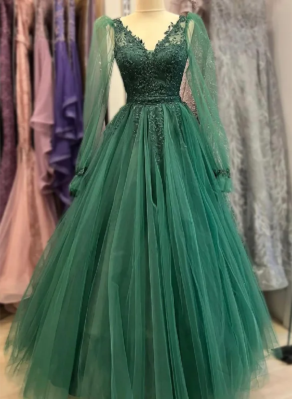 Hunter Green V-neckline Tulle with Lace Applique Party Dress, Green Evening Dress Bodycon Fitted Nightout Hunter Green V-neckline Tulle with Lace Applique Party Dress, Green Evening Dress Bodycon Fitted Nightout
