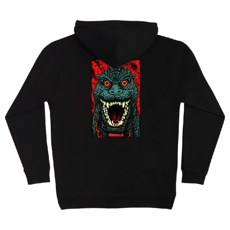 Santa Cruz Youth Hoodie Godzilla Destroyer - Black Hoodie with Belted Waist Structured Tailored
