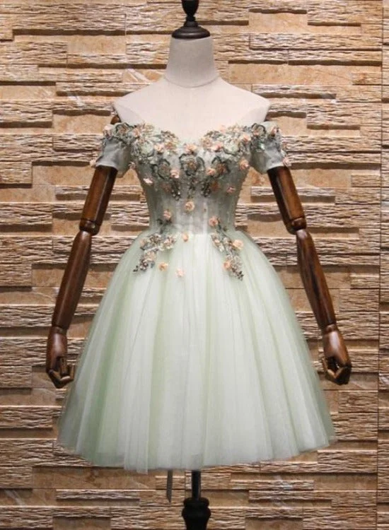 Light Mint Green Knee Length Floral Lace Sweetheart Party Dress, Tulle Short Homecoming Dress Tunics Solid Classic Light Mint Green Knee Length Floral Lace Sweetheart Party Dress, Tulle Short Homecoming Dress Tunics Solid Classic