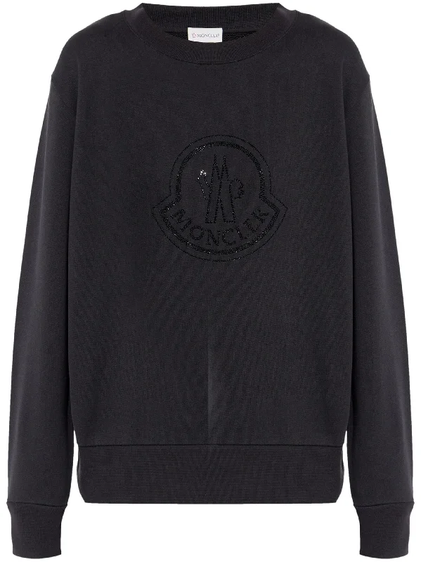 crystal-embellished logo sweatshirt Hoodie with Tied Waist Feminine Flattering