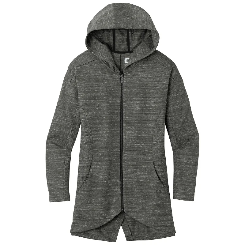 OGIO Women's Tarmac Grey Heather Flux Full-Zip Hoodie Hoodie with Metallic Shiny Futuristic OGIO Women's Tarmac Grey Heather Flux Full-Zip Hoodie Hoodie with Metallic Shiny Futuristic