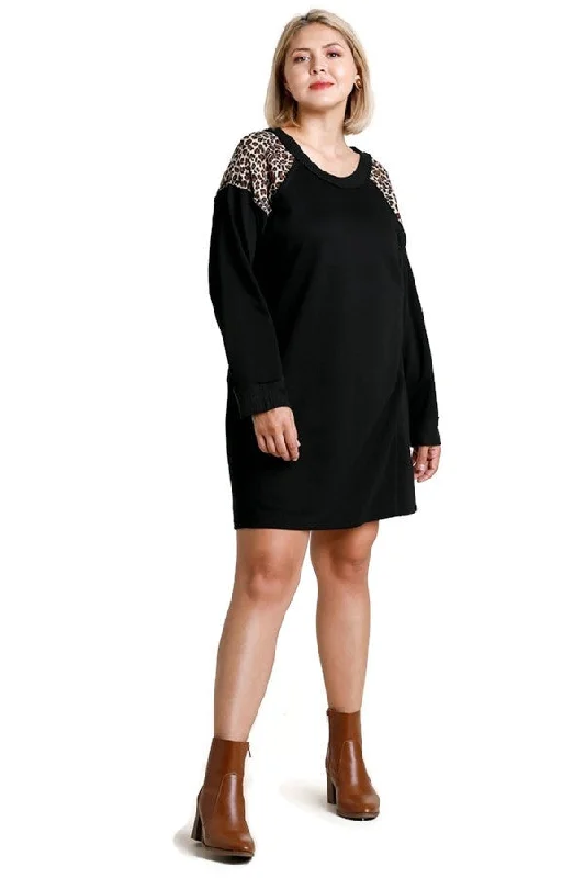 Leopard Detail Dress, Black Tunics Corduroy durable