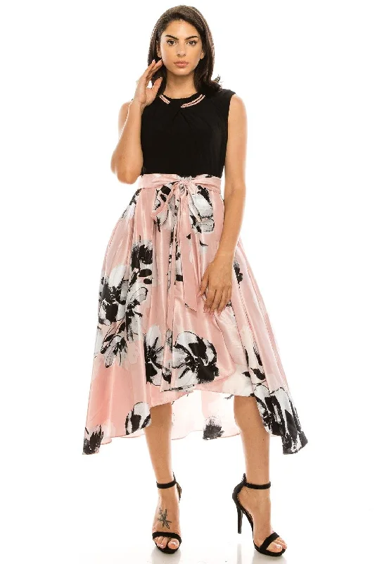 SL Fashions 9184123 High Low Floral Print Evening Party Dress Tunics Velvet soft