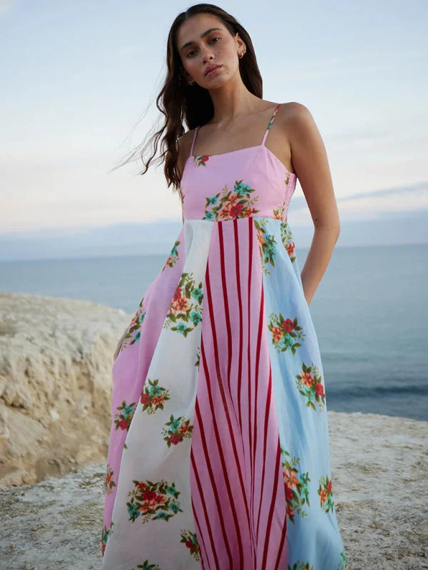 Fashionable graffiti print suspender dress Tunics Practical easy-care