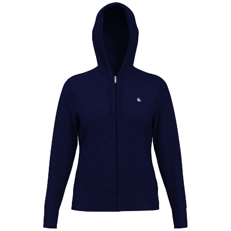 Original Penguin Women's Black Iris Blue Full Zip Hoodie Hoodie with Button Placket Classic Preppy Original Penguin Women's Black Iris Blue Full Zip Hoodie Hoodie with Button Placket Classic Preppy