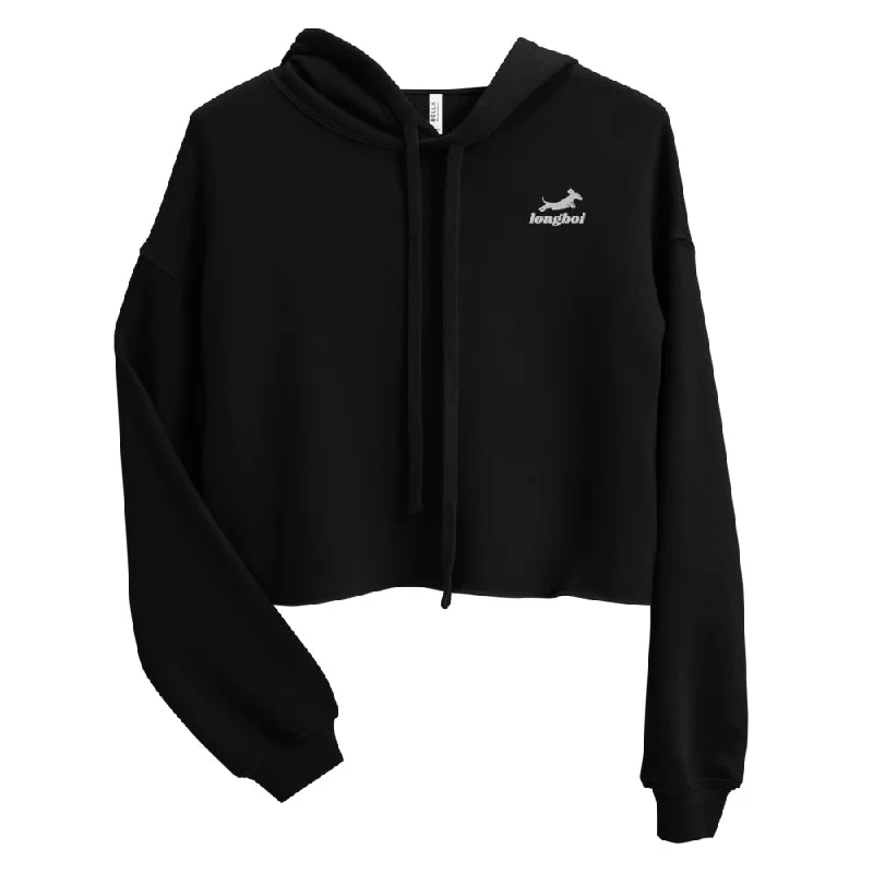 Women's Longboi Crop Hoodie Zip Hoodie Drawstring Kangaroo Pocket