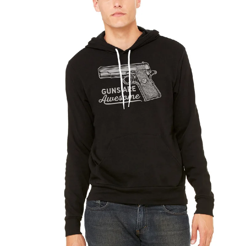 Guns Are Awesome Hooded Sweatshirt Hoodie with Hem Fringe Bohemian Relaxed