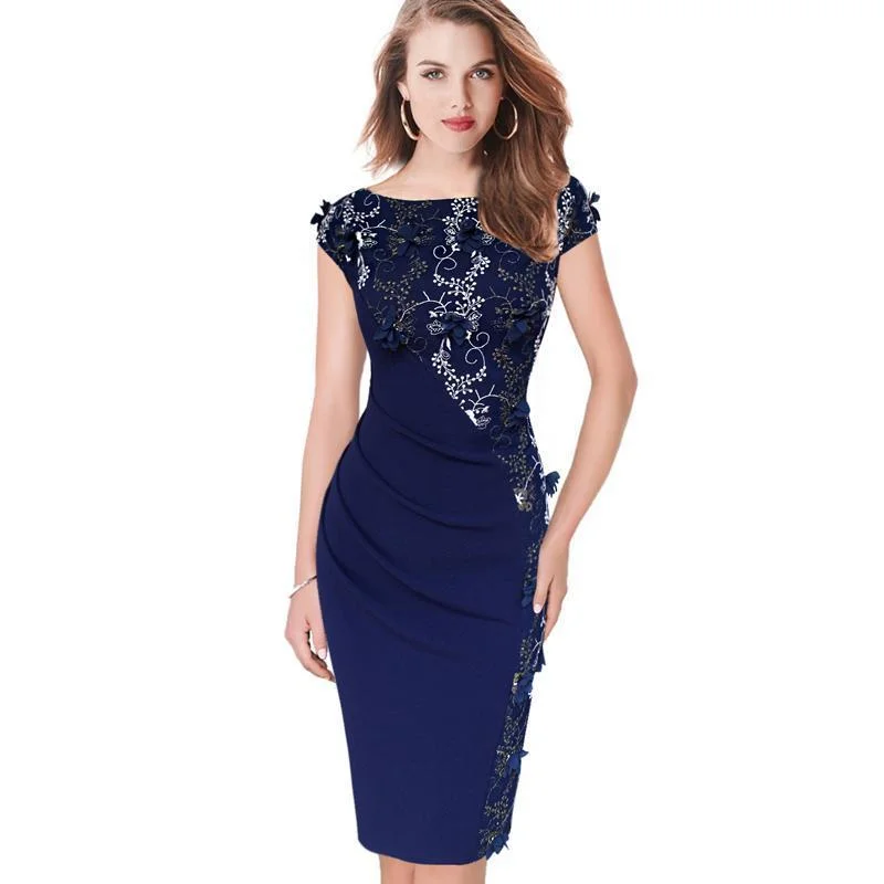 Womens Elegant Embroidery Ruched Slim Tunic Casual Party Evening Dress Tunics Top rated Womens Elegant Embroidery Ruched Slim Tunic Casual Party Evening Dress Tunics Top rated