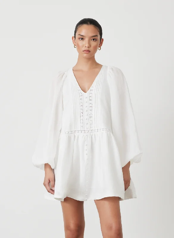 Lola Linen Organic Cotton Mini Smock Dress | Cream Tunics Brand named