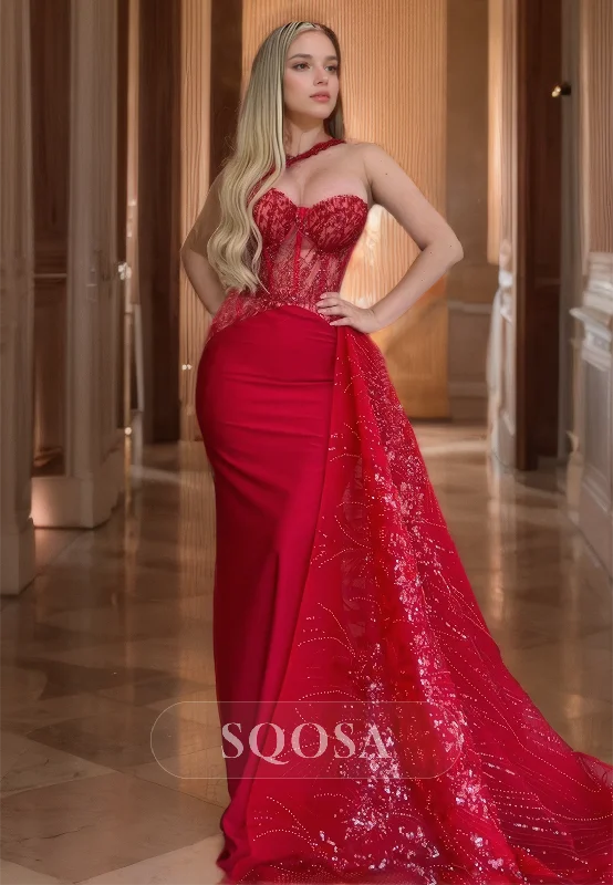 Asymmetrical Sweetheart Fitted Prom Dress Sleeveless Cutout with Lace Train Party Dress Tunics Cozy comfortable Asymmetrical Sweetheart Fitted Prom Dress Sleeveless Cutout with Lace Train Party Dress Tunics Cozy comfortable