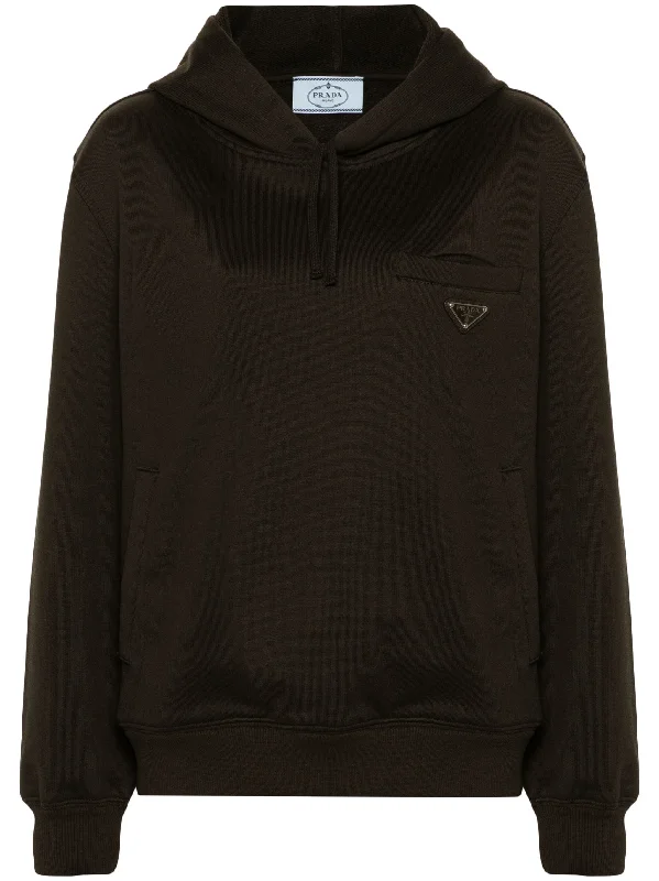triangle-logo cotton hoodie Hoodie with Ribbed Cuffs Snug Fit Comfort