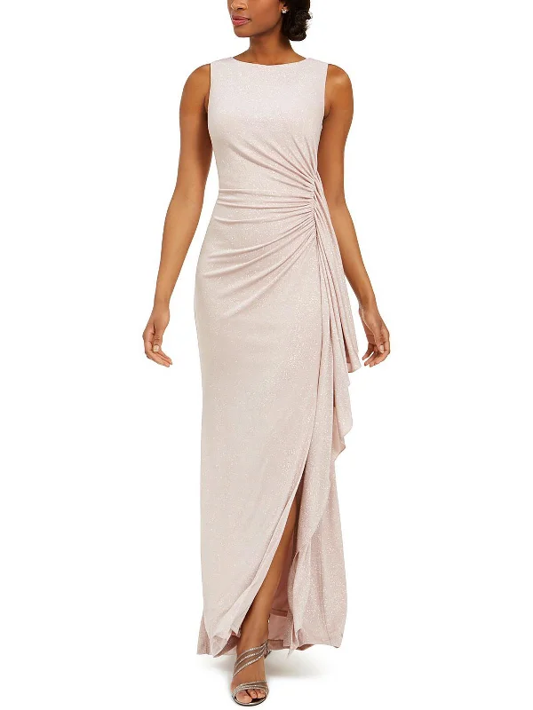 Womens Ruched Maxi Evening Dress Off-the-shoulder Chic Trendy