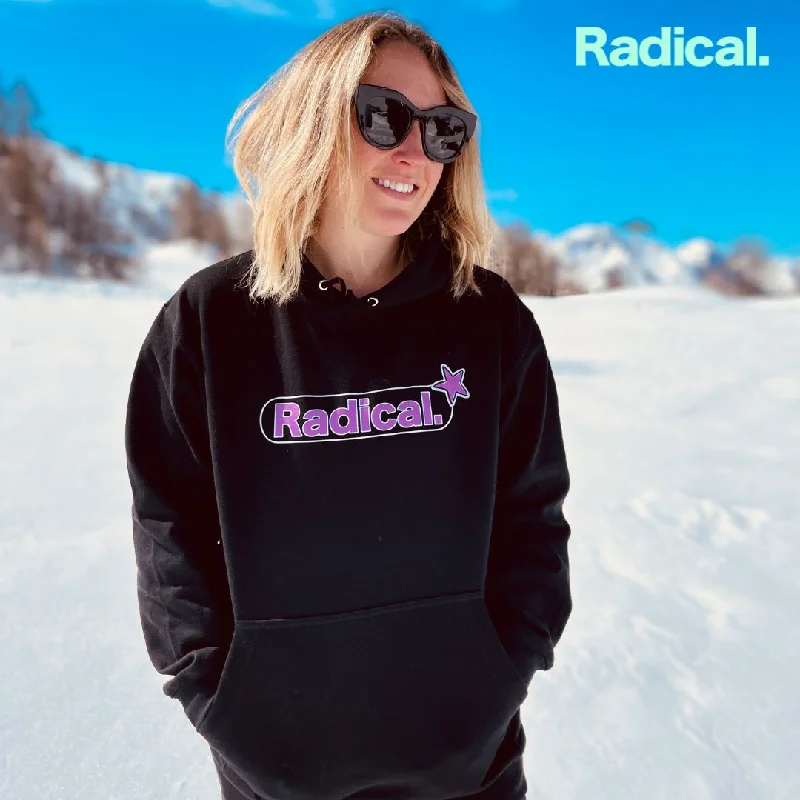Radical. Star Unisex Hoodie - Black Hoodie with Thumb Holes Functional Cozy