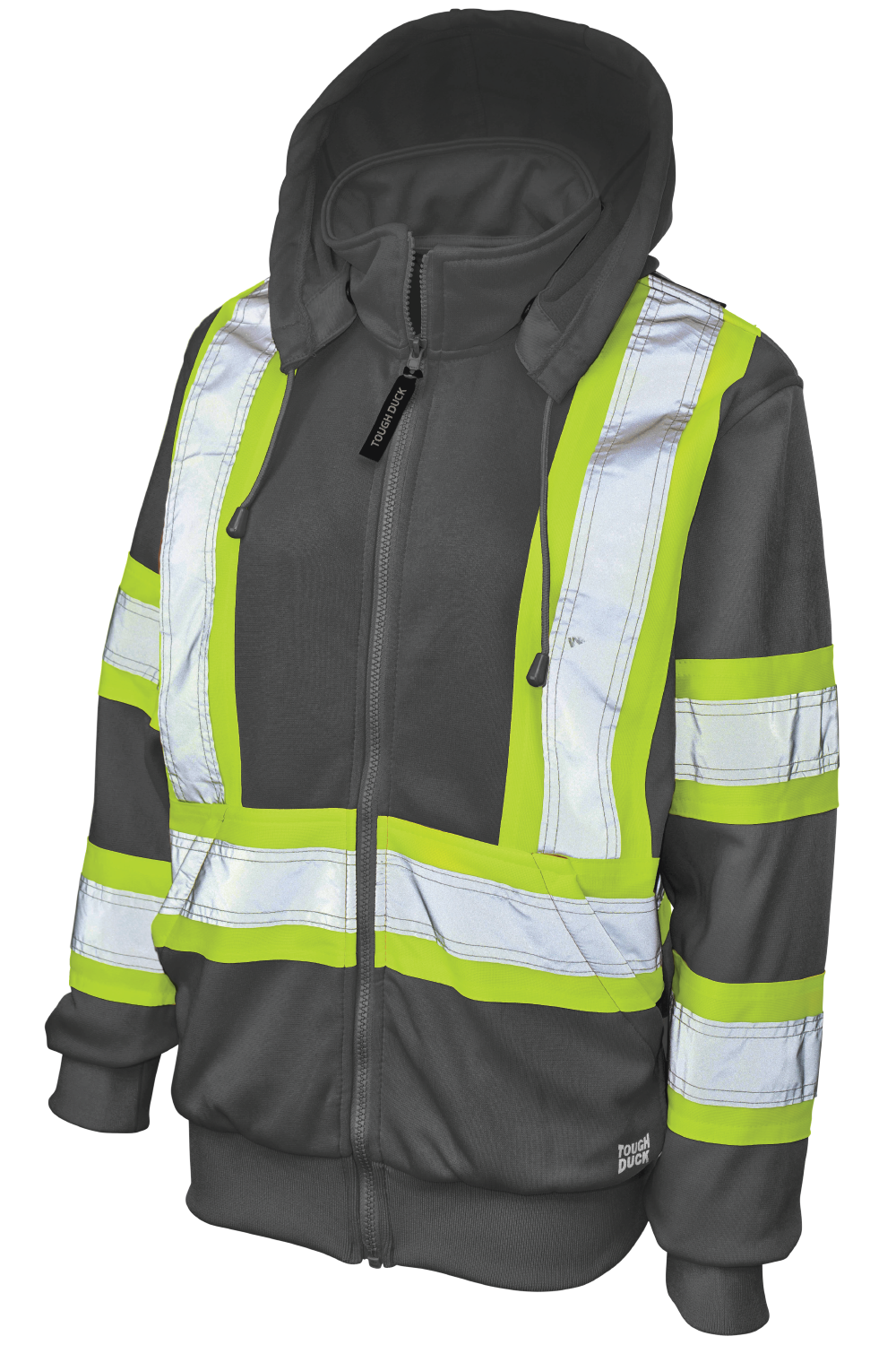 Women's Full Zip Unlined Fleece Safety Hoodie by Tough Duck - Style SJ42 Hoodie with Belted Waist Structured Tailored