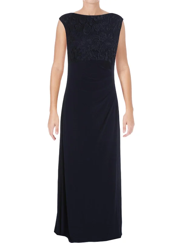 Womens Lace Overlay Full-Length Evening Dress Tunics Review highly