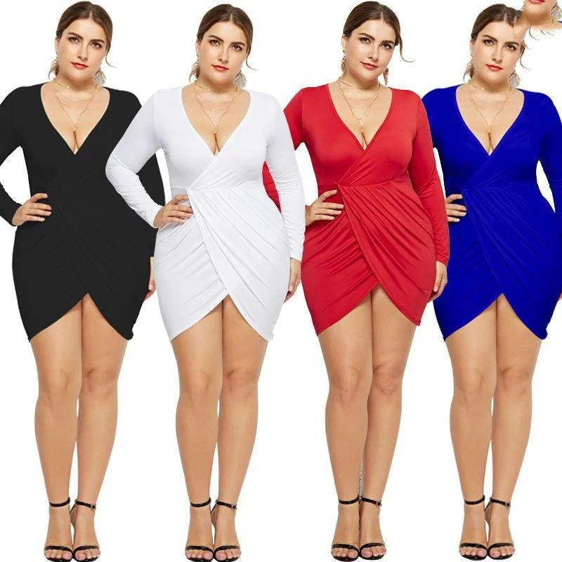 Newfat Ladies Dress Women Deep V Sexy Party Dress Tunics Winter warm