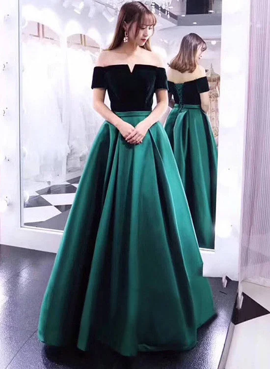 Beautiful Velvet and Satin V-neckline Party Dress , New Style Off Shoulder Formal Dress Tunics Bridal satin Beautiful Velvet and Satin V-neckline Party Dress , New Style Off Shoulder Formal Dress Tunics Bridal satin