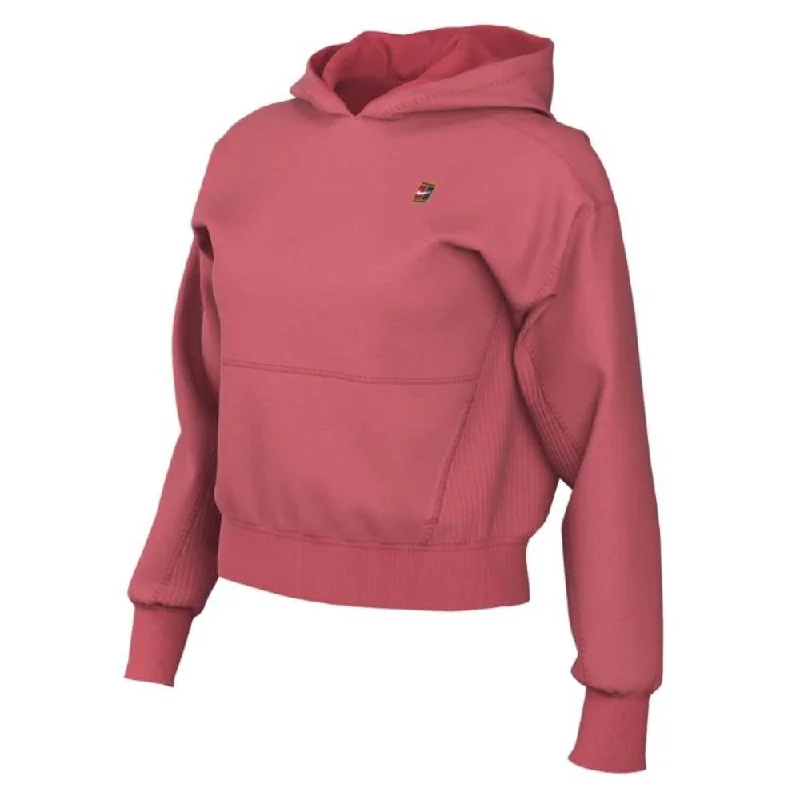 Nike Women's Fleece Heritage Tennis Hoodie (Pink) Hoodie with Button Placket Classic Preppy Nike Women's Fleece Heritage Tennis Hoodie (Pink) Hoodie with Button Placket Classic Preppy