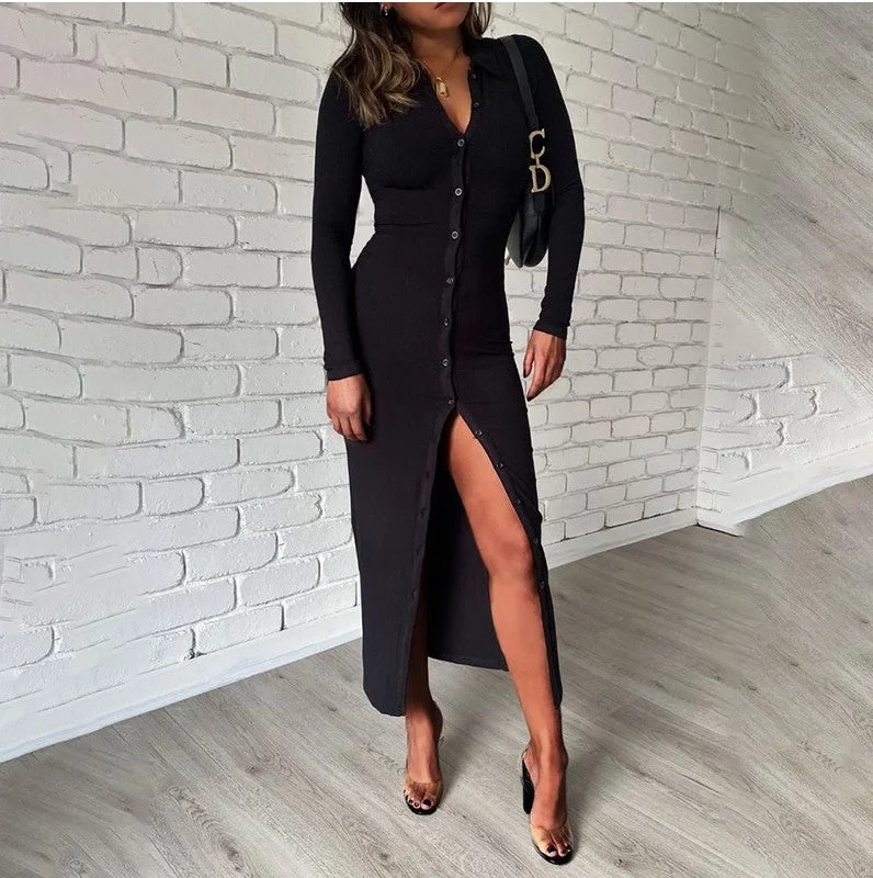 Cross-border Foreign Trade Women's Sexy Split Party Dress Turtleneck Neckline Stylish Cross-border Foreign Trade Women's Sexy Split Party Dress Turtleneck Neckline Stylish